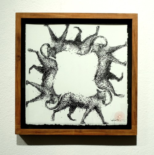 DALeast. Untitled 19. Ink on paper, 11 x 11 in (27.94 x 27.94 cm). Courtesy of the artist and the Jonathan Levine Gallery.